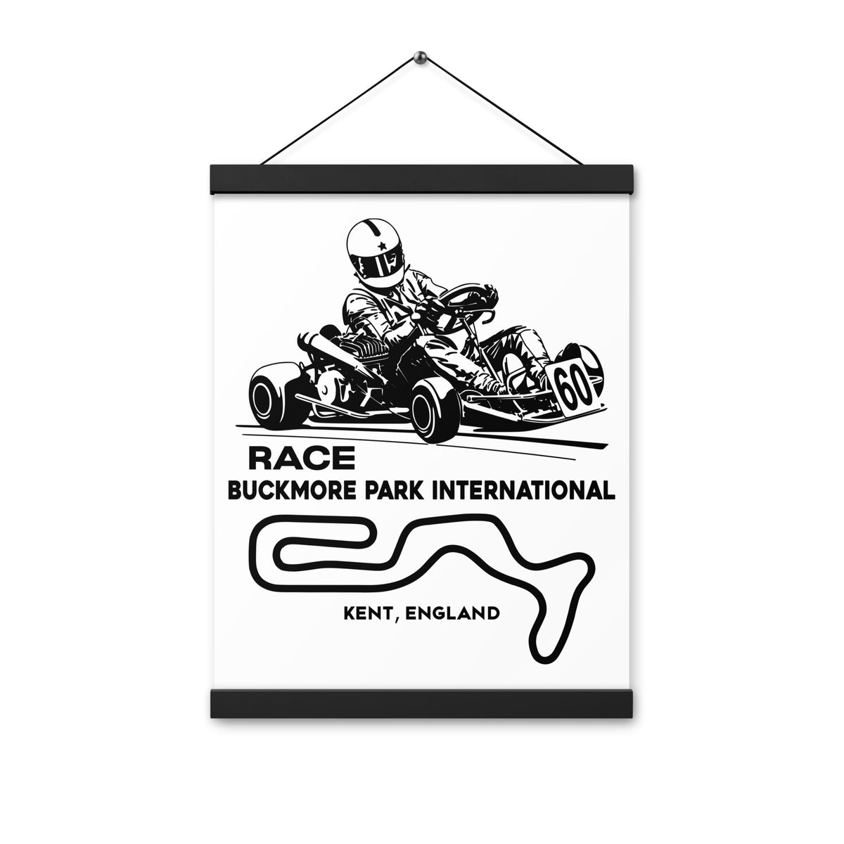 Vintage Karting Race Buckmore Park Int'l Kent England Poster with hang Kart Racers Speed Shop