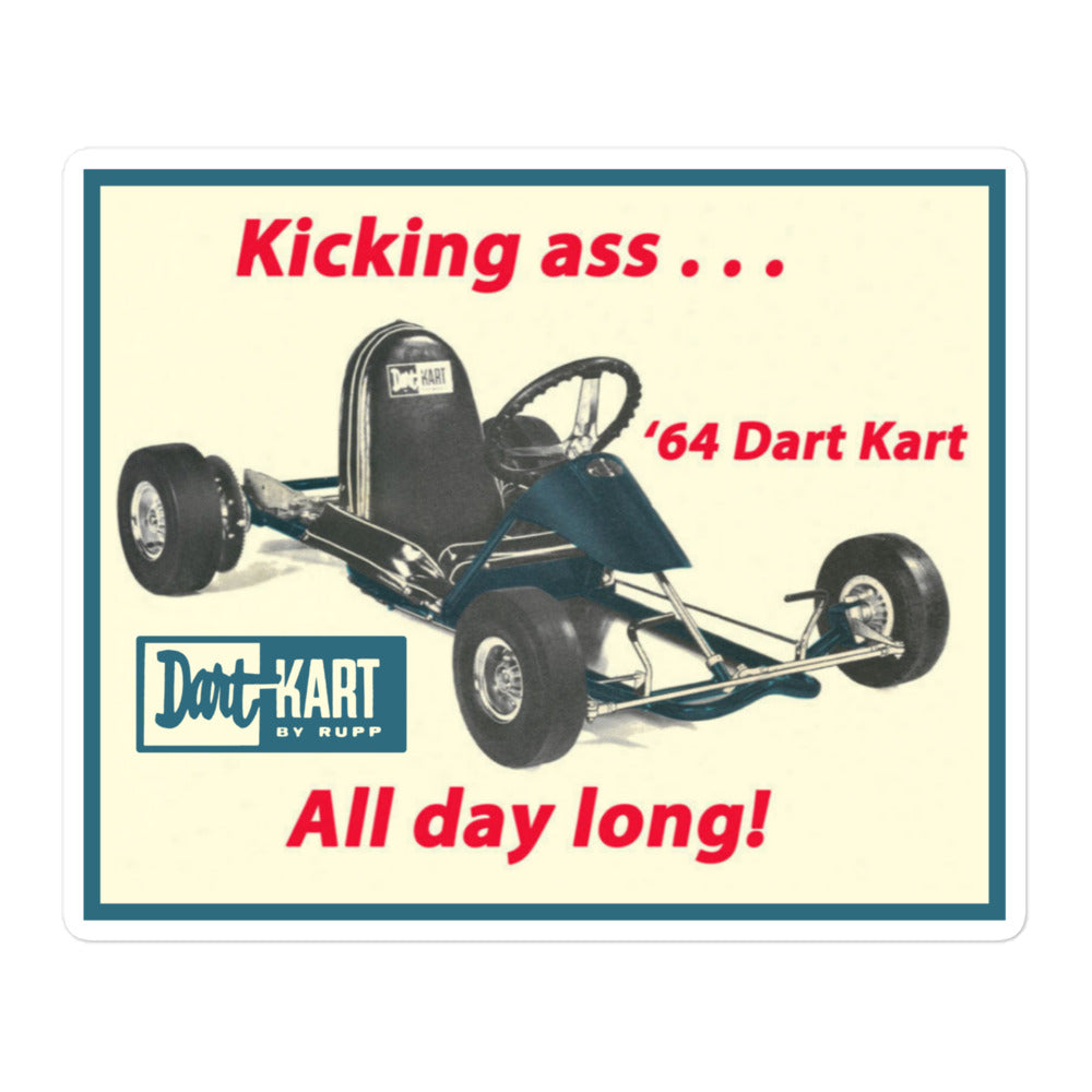 Vintage Karting Rupp Dart Kart Kicking Ass for '64 Bubblefree Sticker Kart Racers Speed Shop