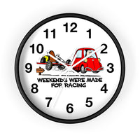 Vintage Karting "Weekends were made for racing" Wall Clock