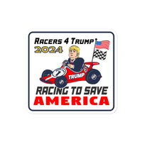 Trump Race Car #1 "Racing to Save America" Bubble-free stickers