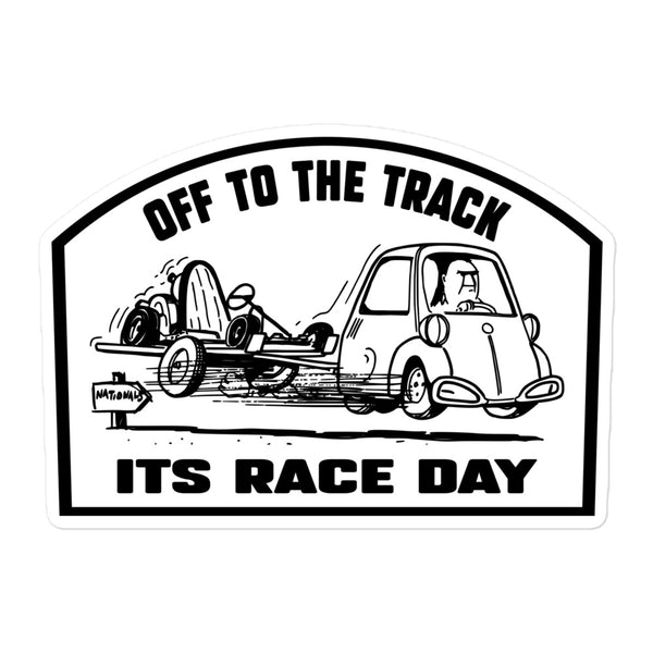 Vintage Karting "Off to the Track" Cartoon Bubble-free stickers