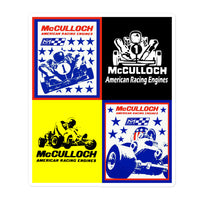 Vintage Karting McCulloch Quad Flag Racing Engines Bubble-free Stickers