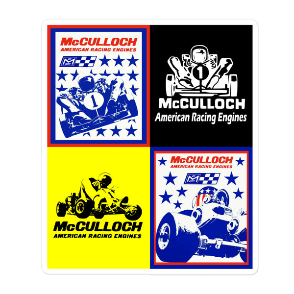 Vintage Karting McCulloch Quad Flag Racing Engines Bubble-free Stickers