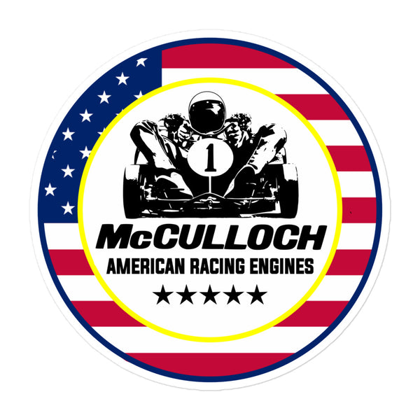 Vintage Karting McCulloch American Flag Enduro Racing Engines Bubble-free Stickers