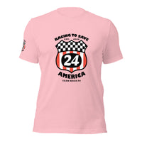 Racing to Save America Shield '24 Team MAGA Racers 4 Trump Unisex T-shirt