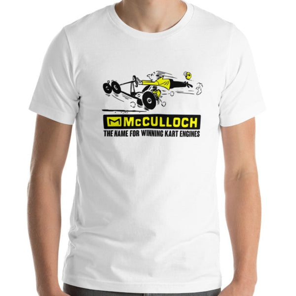 Vintage Karting McCulloch Racing Engines Cartoon Premium Short-Sleeve Unisex T-Shirt