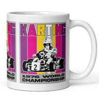 Vintage Karting Wynns Colors Inspired 1976 Karting World Championships White Glossy Mug