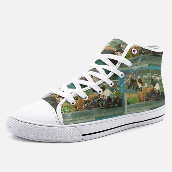 Vintage Karting Late 1950's Go Kart Race Unisex High Top Canvas Shoes