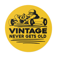 Vintage Enduro Karting "Vintage Never Gets Old" Round Vinyl Stickers