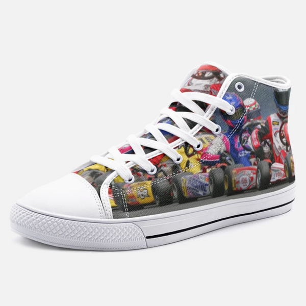 Kart Racing On Track Line-up Unisex High Top Canvas Shoes