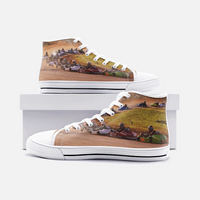Kart Racing on Dirt Unisex High Top Canvas Shoes