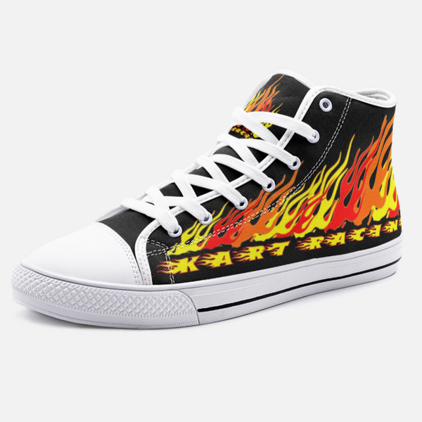 Kart Racing Flames Unisex High Top Canvas Shoes