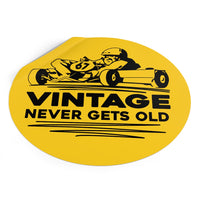 Vintage Enduro Karting "Vintage Never Gets Old" Round Vinyl Stickers