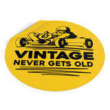 Vintage Enduro Karting "Vintage Never Gets Old" Round Vinyl Stickers