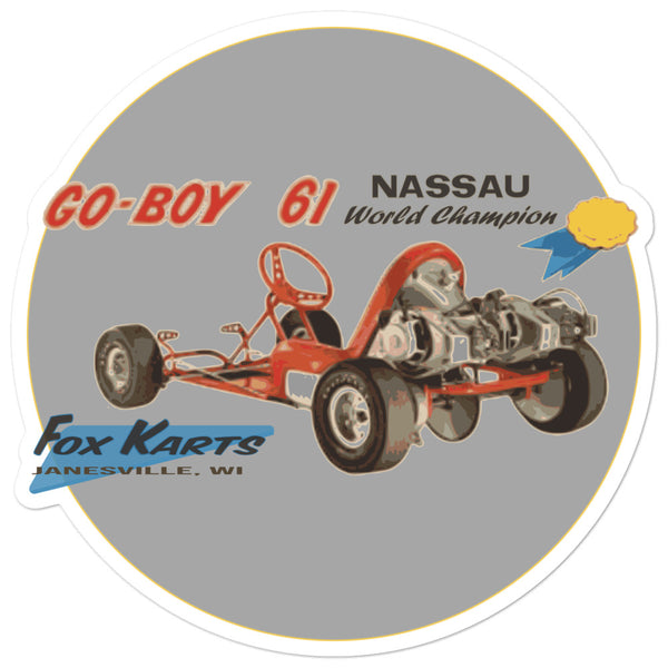 Vintage Karting Fox Go Boy Carts 1961 Nassau World Champion Bubble-free stickers