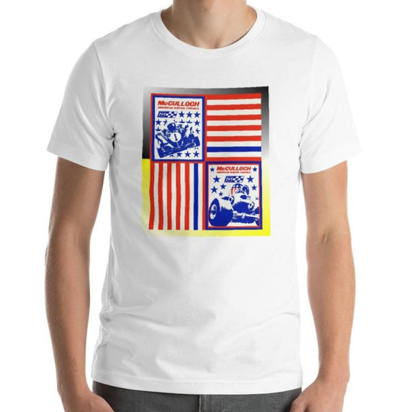 Vintage Karting McCulloch American Kart Racing Engine Quad Flag Premium Short-Sleeve Unisex T-Shirt