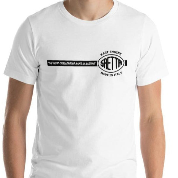 Vintage Karting SAETTA "Most Challenging Name in Karting" Kart Engine Made in Italy Premium Short-Sleeve Unisex T-Shirt