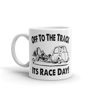 Vintage Karting "Off to the Track" Cartoon Coffee Mug