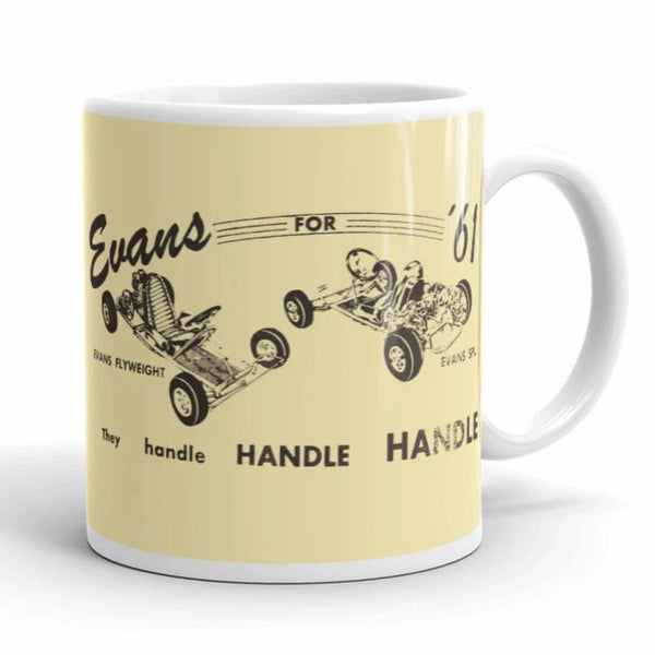 Vintage Karting 1961 Evans "They Handle Handle Handle" Coffee Mug