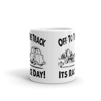 Vintage Karting "Off to the Track" Cartoon Coffee Mug