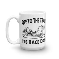 Vintage Karting "Off to the Track" Cartoon Coffee Mug