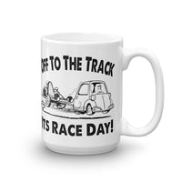 Vintage Karting "Off to the Track" Cartoon Coffee Mug