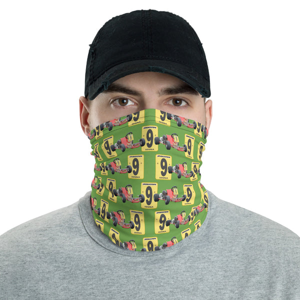 Vintage Karting Senna DAP Racing Kart #9 Neck Gaiter Face Mask