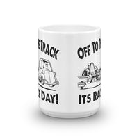 Vintage Karting "Off to the Track" Cartoon Coffee Mug