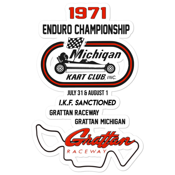 Vintage Karting 1971 IKF Michigan Kart Club Gratten Enduro Nationals Bubble-free stickers